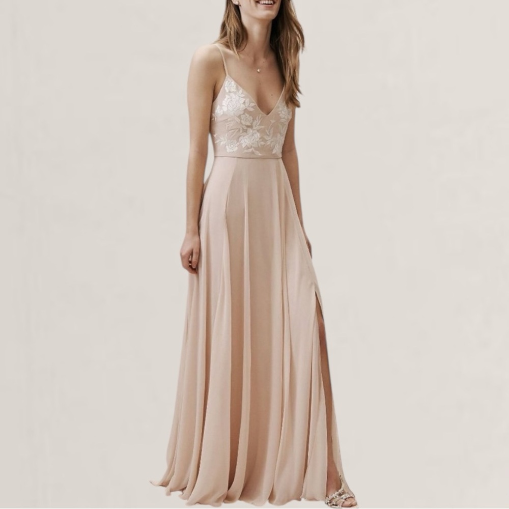 BHLDN sadia maxi dress pale pink floral embroidered women’s size 4 Anthropologie - Picture 7 of 7